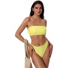 image:imageSUUKSESS Women Sexy High Waisted Bikini Set Cheeky 2 Piece Bandeau Bathing Suit205 YellowSky Blue