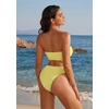 image:imageSUUKSESS Women Sexy High Waisted Bikini Set Cheeky 2 Piece Bandeau Bathing Suit205 YellowSky Blue