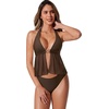 image:imageSUUKSESS Women Sexy Two Piece Tankini Swimsuits Tummy Control Bathing SuitBrown