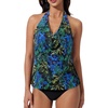 image:imageSUUKSESS Women Halter Tankini Swimsuit High Waist Cowl Neck Bathing Suit 2 Piece171 Blue Green Leaf