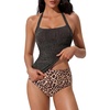 image:imageSUUKSESS Women Halter Tankini Swimsuits Tummy Control Two Piece Bathing SuitsBalck Leopard
