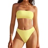 image:imageSUUKSESS Women Sexy High Waisted Bikini Set Cheeky 2 Piece Bandeau Bathing Suit205 YellowSky Blue