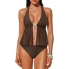 image:imageSUUKSESS Women Sexy Two Piece Tankini Swimsuits Tummy Control Bathing SuitBrown