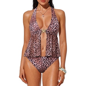 image:imageSUUKSESS Women Sexy Two Piece Tankini Swimsuits Tummy Control Bathing SuitLeopard