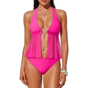 image:imageSUUKSESS Women Sexy Two Piece Tankini Swimsuits Tummy Control Bathing SuitPink