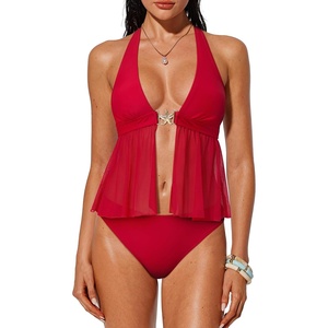 image:imageSUUKSESS Women Sexy Two Piece Tankini Swimsuits Tummy Control Bathing SuitRed