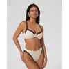 image:imageSUUKSESS Women Color Block Underwire Bikini Sets Cheeky High Cut 2 Piece Swimsuit01 Beige Brown