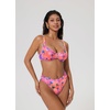 image:imageSUUKSESS Women Color Block Underwire Bikini Sets Cheeky High Cut 2 Piece SwimsuitPink Flora