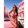 image:imageSUUKSESS Women Color Block Underwire Bikini Sets Cheeky High Cut 2 Piece SwimsuitPink Gingham