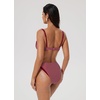 image:imageSUUKSESS Women Color Block Underwire Bikini Sets Cheeky High Cut 2 Piece SwimsuitWine Red Gingham