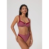 image:imageSUUKSESS Women Color Block Underwire Bikini Sets Cheeky High Cut 2 Piece SwimsuitWine Red Gingham