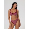 image:imageSUUKSESS Women Color Block Underwire Bikini Sets Cheeky High Cut 2 Piece SwimsuitWine Red Gingham