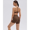 image:imageSUUKSESS Workout Sets for Women Y Back Sports Top Padded Racerback Yoga Crop Tank High Waisted Bike Short with PocketsDark Brown