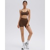 image:imageSUUKSESS Workout Sets for Women Y Back Sports Top Padded Racerback Yoga Crop Tank High Waisted Bike Short with PocketsDark Brown