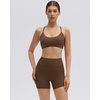 image:imageSUUKSESS Workout Sets for Women Y Back Sports Top Padded Racerback Yoga Crop Tank High Waisted Bike Short with PocketsDark Brown