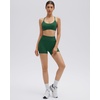 image:imageSUUKSESS Workout Sets for Women Y Back Sports Top Padded Racerback Yoga Crop Tank High Waisted Bike Short with PocketsDark Green