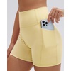 image:imageSUUKSESS Workout Sets for Women Y Back Sports Top Padded Racerback Yoga Crop Tank High Waisted Bike Short with PocketsPale Yellow
