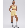 image:imageSUUKSESS Workout Sets for Women Y Back Sports Top Padded Racerback Yoga Crop Tank High Waisted Bike Short with PocketsPale Yellow