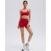image:imageSUUKSESS Workout Sets for Women Y Back Sports Top Padded Racerback Yoga Crop Tank High Waisted Bike Short with PocketsRed