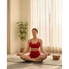 image:imageSUUKSESS Workout Sets for Women Y Back Sports Top Padded Racerback Yoga Crop Tank High Waisted Bike Short with PocketsRed
