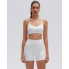 image:imageSUUKSESS Workout Sets for Women Y Back Sports Top Padded Racerback Yoga Crop Tank High Waisted Bike Short with PocketsWhite