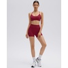 image:imageSUUKSESS Workout Sets for Women Y Back Sports Top Padded Racerback Yoga Crop Tank High Waisted Bike Short with PocketsWine Red
