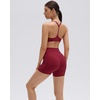 image:imageSUUKSESS Workout Sets for Women Y Back Sports Top Padded Racerback Yoga Crop Tank High Waisted Bike Short with PocketsWine Red