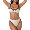 image:imageSUUKSESS Women Color Block Underwire Bikini Sets Cheeky High Cut 2 Piece Swimsuit01 Beige Brown