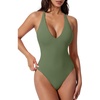 image:imageSUUKSESS Women Sexy Low Back One Piece Swimsuit Slimming Tummy Control Bathing Suit180 Army Green