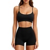 image:imageSUUKSESS Workout Sets for Women Y Back Sports Top Padded Racerback Yoga Crop Tank High Waisted Bike Short with PocketsBlack