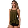 image:imageSUUKSESS Women Ruffle Mesh Tankini Swimsuit Tummy Control Bathing Suit with ShortsArmy Green Black