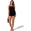 image:imageSUUKSESS Women Ruffle Mesh Tankini Swimsuit Tummy Control Bathing Suit with ShortsBlack