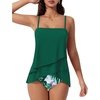 image:imageSUUKSESS Women Tummy Control Tankini Swimsuit Ruffle High Waisted Bathing Suit186 Green Leaf