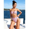 image:imageSUUKSESS Women Bandeau O Ring Bikini Sets Tie Back High Waisted 2 Piece Swimsuit01pink Floral