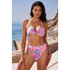 image:imageSUUKSESS Women Bandeau O Ring Bikini Sets Tie Back High Waisted 2 Piece Swimsuit03pink Floral