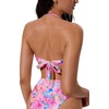 image:imageSUUKSESS Women Bandeau O Ring Bikini Sets Tie Back High Waisted 2 Piece Swimsuit03pink Floral
