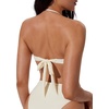 image:imageSUUKSESS Women Bandeau O Ring Bikini Sets Tie Back High Waisted 2 Piece SwimsuitBeige
