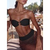 image:imageSUUKSESS Women Bandeau O Ring Bikini Sets Tie Back High Waisted 2 Piece SwimsuitBlack