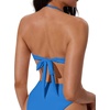 image:imageSUUKSESS Women Bandeau O Ring Bikini Sets Tie Back High Waisted 2 Piece SwimsuitBlue