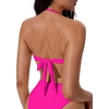 image:imageSUUKSESS Women Bandeau O Ring Bikini Sets Tie Back High Waisted 2 Piece SwimsuitHot Pink