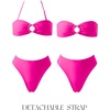 image:imageSUUKSESS Women Bandeau O Ring Bikini Sets Tie Back High Waisted 2 Piece SwimsuitHot Pink
