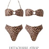 image:imageSUUKSESS Women Bandeau O Ring Bikini Sets Tie Back High Waisted 2 Piece SwimsuitLeopard