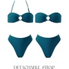 image:imageSUUKSESS Women Bandeau O Ring Bikini Sets Tie Back High Waisted 2 Piece SwimsuitPeacock Blue