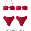image:imageSUUKSESS Women Bandeau O Ring Bikini Sets Tie Back High Waisted 2 Piece SwimsuitRed