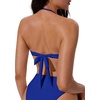 image:imageSUUKSESS Women Bandeau O Ring Bikini Sets Tie Back High Waisted 2 Piece SwimsuitRoyal Blue