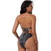 image:imageSUUKSESS Women Bandeau O Ring Bikini Sets Tie Back High Waisted 2 Piece SwimsuitShiny Black