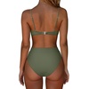 image:imageSUUKSESS Women High Waisted High Cut Bikini Set Sexy Triangle Two Piece Swimsuits127 Army Green