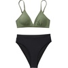 image:imageSUUKSESS Women High Waisted High Cut Bikini Set Sexy Triangle Two Piece Swimsuits127 Army Green Black