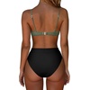 image:imageSUUKSESS Women High Waisted High Cut Bikini Set Sexy Triangle Two Piece Swimsuits127 Army Green Black