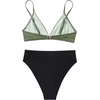 image:imageSUUKSESS Women High Waisted High Cut Bikini Set Sexy Triangle Two Piece Swimsuits127 Army Green Black